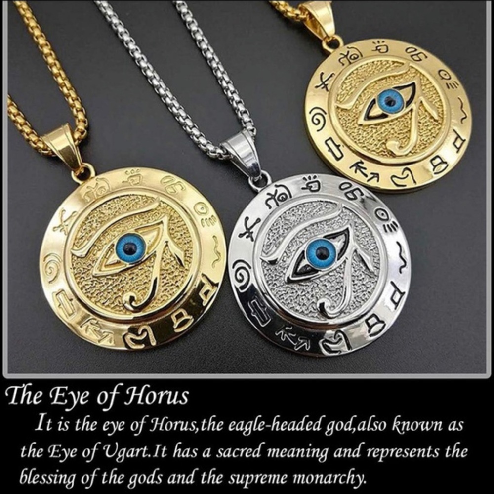 Steel Ancient Egyptian Pendant (Silver and Gold Available)